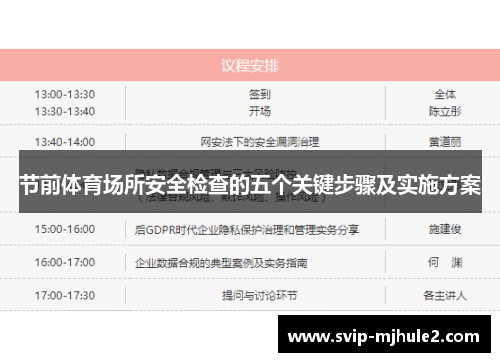 节前体育场所安全检查的五个关键步骤及实施方案 节前体育场所安全检查的五个关键步骤及实施方案